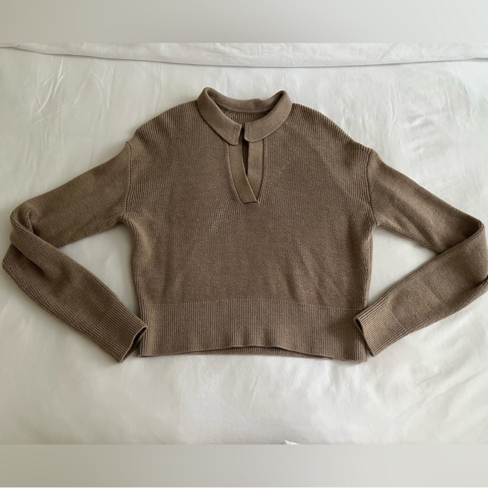 Lululemon Women’s Merino Wool Blend Ribbed Polo Sweater with Collar